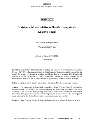 José Manuel Rodríguez Pardo, El sistema del materialismo filosófico después de Gustavo Bueno